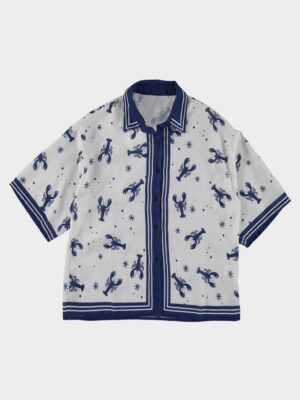 Blouse kreeft blauw
